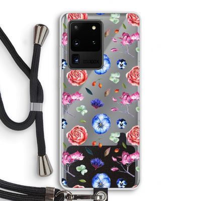 Bloemetjes: Samsung Galaxy S20 Ultra Transparant Hoesje met koord