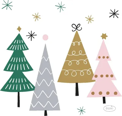Duni 3-laags tissue servet noel trees 24x24cm multi 20 stuks