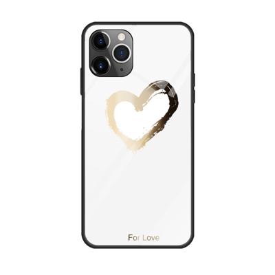 Voor iPhone 11 kleurrijke geschilderde glazen kast (gouden liefde)