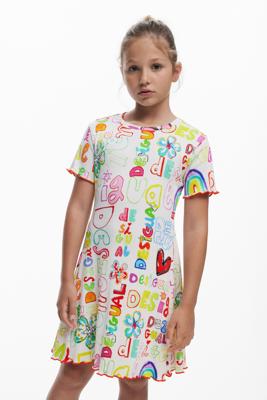 Kort jurkje met lettering - WHITE - 11/12 Kort jurkje met lettering - WHITE - 11/12