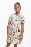 Kort jurkje met lettering - WHITE - 3/4