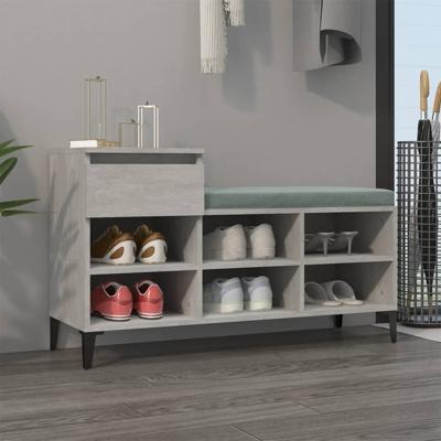 Schoenenkast 102x36x60 cm bewerkt hout betongrijs