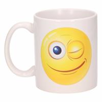 Koffie mok - smile emoticon knipoog - 300 ml - keramiek - beker