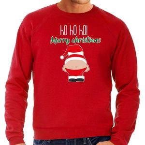 Foute Kersttrui/sweater voor heren - Kerstman - rood - Merry Christmas