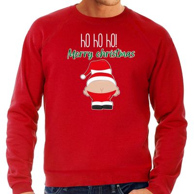 Foute Kersttrui/sweater voor heren - Kerstman - rood - Merry Christmas Foute Kersttrui/sweater voor heren - Kerstman - rood - Merry Christmas