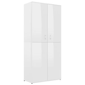 The Living Store Schoenenkast - Hoogglans wit - 80 x 39 x 178 cm - 6 schappen - 2 deuren