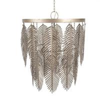 Clayre & Eef Hanglamp Ø 42x52 cm Goudkleurig Grijs Ijzer Bladeren