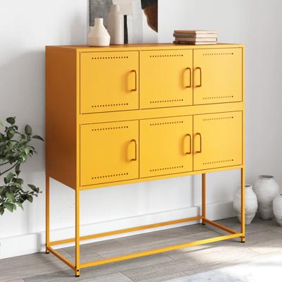 Dressoir 100,5x39x107 cm koudgewalst staal mosterdgeel