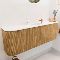 Toiletmeubel Mondiaz Joya | 123.2 cm | Meubelkleur Oak | Faye wastafel Talc Midden | 1 kraangat Toiletmeubel Mondiaz Joya | 123.2 cm | Meubelkleur Oak | Faye wastafel Talc Midden | 1 kraangat