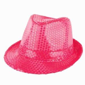 Disco hoed pailletten licht roze