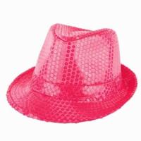 Disco hoed pailletten licht roze