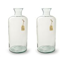 2x stuks transparante Eco vaas/vazen met hals van glas 44 x 18 cm