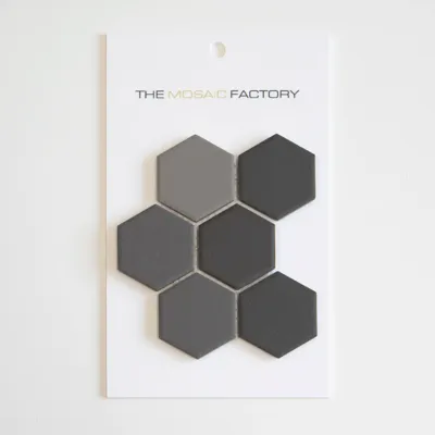 The Mosaic Factory London Mozaiek Tegel Hexagon - Donker Grijs Mix Porselein Ongeglazuurd, R11 281x325 mm