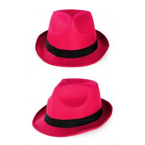 Party feest gleufhoedje - roze - verkleed trilby hoed - kleuren/maffia/gangster thema feest