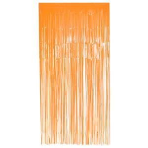 Folie deurgordijn/feestgordijn - neon fluor oranje - 100 x 200 cm - Versiering/feestartikelen