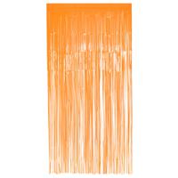 Folie deurgordijn/feestgordijn - neon fluor oranje - 100 x 200 cm - Versiering/feestartikelen - thumbnail