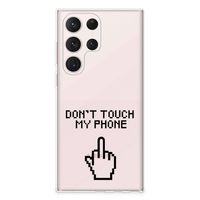 Samsung Galaxy S23 Ultra Silicone-hoesje Finger Don't Touch My Phone - thumbnail