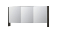 INK SPK3 spiegelkast met 3 dubbel gespiegelde deuren, open planchet, stopcontact en schakelaar 160 x 14 x 74 cm, gerookt eiken - thumbnail