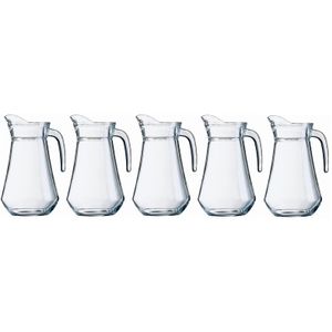 5x Schenkkan van glas 1 liter van 20 cm