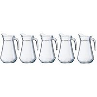 5x Schenkkan van glas 1 liter van 20 cm