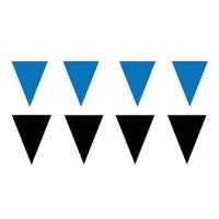 Feest versiering punt vlaggetjes pakket - 60 meter - blauw en zwart - slingers / vlaggenlijnen