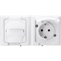 Kopp 131202003 BlueElectric Compleet Wandcontactdoos met randaarde en klapdeksel spatwaterdicht Arctisch-wit 2-voudig 1 stuk(s)