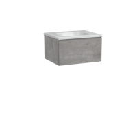 Storke Edge zwevend badmeubel 65 x 52 cm beton donkergrijs met Precioza enkele wastafel in glanzend composiet marmer