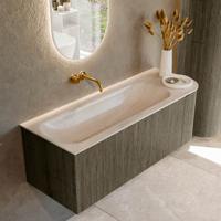 Badmeubel Mondiaz Kurve-Dlux | 125 cm | Meubelkleur Shadow | Wastafelkleur Meli | Solid surface | Wasbak linker zijde spoelbak | Zonder kraangat(en)