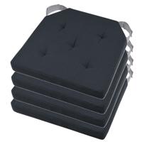 Stof Textile stoelkussen DUO - 4x - antraciet - 38 x 38 x 4 cm - klittenband sluiting