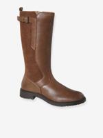 Leren rijlaarzen met rits voor meisjes, kleuterschoolcollectie bruin
