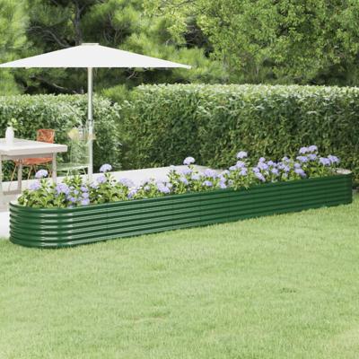 VidaXL Plantenbak 440x80x36 cm gepoedercoat staal groen