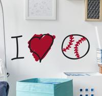 Muursticker I love Baseball Muursticker I love Baseball