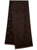 Ferragamo écharpe en soie à motif en jacquard - Marron