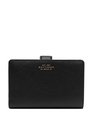 Smythson porte-monnaie pliant en cuir - Noir