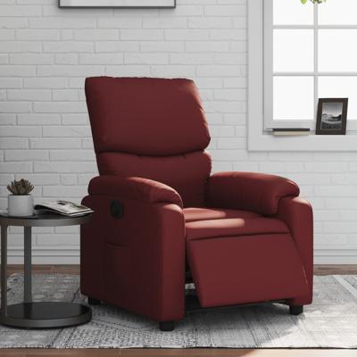 Fauteuil verstelbaar elektrisch kunstleer wijnrood