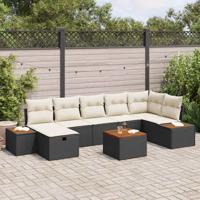 Tuinbankenset met kussen 8 pcs Zwart poly rattan