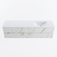 MONDIAZ VICA 180cm badmeubel onderkast Carrara 4 lades. Wastafel CLOUD rechts zonder kraangat, kleur Talc. - thumbnail