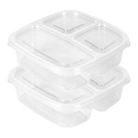 PlasticForte Vershoudbakje - 2x - 3-vaks - 1,2L - meal prep - herbruikbaar - transparant - thumbnail