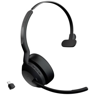 Jabra Evolve2 55 UC On Ear headset Computer Bluetooth Mono Zwart Noise Cancelling Volumeregeling, Microfoon uitschakelbaar (mute)