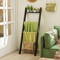 28 cm Handdoekladder met Plafondbevestiging 4-traps Handdoekstandaard Wandmontage Zwart