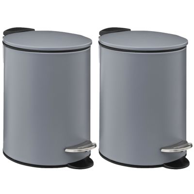 Set van 2x prullenbak/pedaalemmer - donkergrijs metaal - 3 liter - 17 x 23 cm Set van 2x prullenbak/pedaalemmer - donkergrijs metaal - 3 liter - 17 x 23 cm