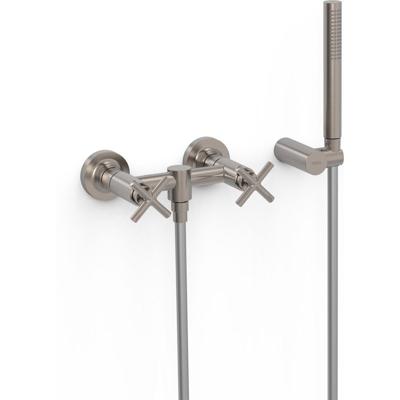 Douchekraan Tres Mont Blanc | Opbouw | Mengkraan | 2-hendels | hoh 15 cm | Incl.Handdoucheset | RVS look