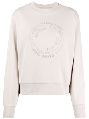 Calvin Klein sweat en coton à logo brodé - Marron