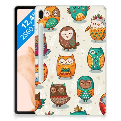 Samsung Galaxy Tab S7FE Back Case Vrolijke Uilen