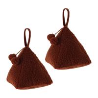 Deurstopper Teddy - 2x - bordeaux rood - 17x17x16 cm - polyester - piramide vorm - met verplaats lus