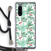 Flamingo bladeren: Sony Xperia 5 Transparant Hoesje met koord