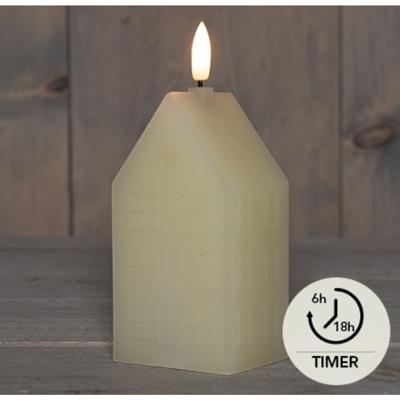 LED Kaars wax huisje ivoor 5x6x15cm