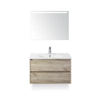 Dante Badmeubelset 80 cm - Craft Oak - Keramische Wastafel Wit Enjoy - met Sence Spiegel