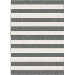 Interieur05 Buitenkleed Stripes Grijs|Wit dubbelzijdig - 240x340 cm