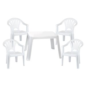 Kunststof kindertuinset tafel met 4 stoelen wit - Kinderstoelen